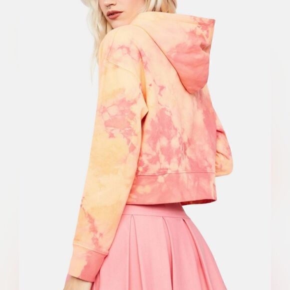 Frankie's Bikinis Sherbert Burl Tie Dye Heart Cropped Sweatshirt Size Medium NWT - Picture 3 of 8